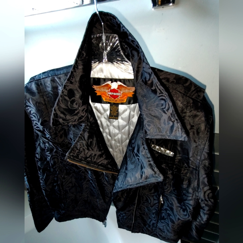 Harley-Davidson Black Floral Bomber Jacket - Picture 3 of 10